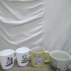 キャラクター食器 陶器製 「スヌーピー」マグカップ 大・小４ケセット 長期間保管品 X293
