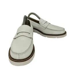 ハルタ HARUTA WHITE LOAFER コインローファー レディース  24 1/2
