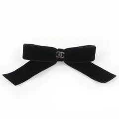 極美品☆CHANEL シャネル 22B ココマーク リボン ベロア バレッタ ヘア