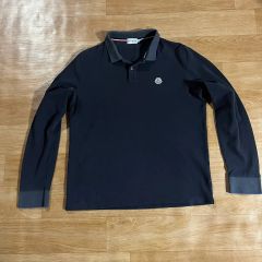 MONCLER ネイビー 長袖ポロシャツ XL - メルカリ
