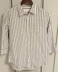 LIL VENDARS リルヴェンダース 七分丈 ストライプ 長袖 シャツ グレー  ホワイト Lのサムネイル