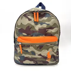 POLO RALPH LAUREN（ポロ ラルフローレン）CAMP BACKPACK バックパック リュック 迷彩柄 カモフラージュ オレンジ キッズ【中古】