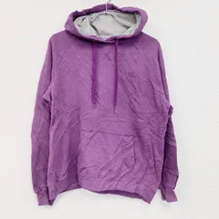 Champion　チャンピオン　スウェットパーカー/フーディー　ラグランスリーブ　前V　刺繍ロゴ　現行　紫　パープル　XLサイズ　古着【値引き交渉OK！】