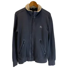 【中古】　BURBERRY BLACK LABEL　ジップアップスウェット　ハイネック　フルジップ　裏毛　無地　ワンポイント　刺しゅう　古着　/1156のサムネイル