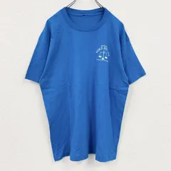 80s～　半袖プリントTシャツ　ヴィンテージ　シングルステッチ　青　ブルー　古着【値引き交渉OK！】