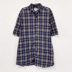 Carhartt　カーハート　半袖ボタンダウンシャツ　チェック柄　紺　ネイビー　XLサイズ　古着【値引き交渉OK！】