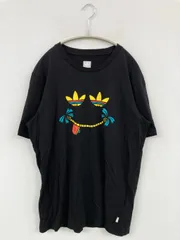 adidas アディダス Tシャツ/カットソー XO ブラック 前面プリント ブランドロゴ ミドル丈 半袖 クルーネック(丸首)