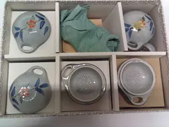 蓋付きオールマイティカップ 5客セット 花柄 陶器スプーン付