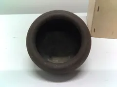 備前焼風 小壺 花入 暗褐色 無釉 陶器 工芸品 作家不明