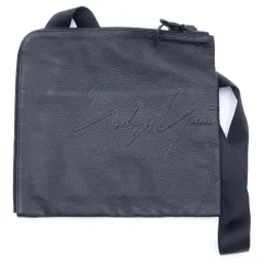 Yohji Yamamoto POUR HOMME (ヨウジヤマモト プールオム) 19SS ソフトナッパレザー フロントロゴ シボ革 グレインレザー HH-I10-782 メッセンジャーバック ブラックのサムネイル