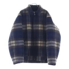 WTAPS (ダブルタップス) MELTON TEXTILE 252TQDT-JKM03 チェック柄 ウール ジップアップジャケット ブルゾン ネイビーのサムネイル