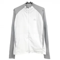 アディダス 切替ジャケット 白×グレー 袖ニット 胸元ロゴ メンズ M ゴルフウェア adidas