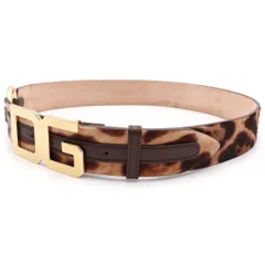 DOLCE & GABBANA (ドルチェアンドガッバーナ) DG ロゴ バックル ベルト ハラコ レオパード マルチカラー