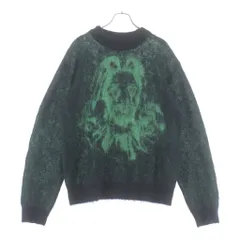 SAINT MICHAEL (セントマイケル) 22AW ×BORN RAISED KNIT CLOWN ナイロン混 モヘア プルオーバー 長袖ニット セーター ブラック/グリーン SM-A22-0000-072のサムネイル