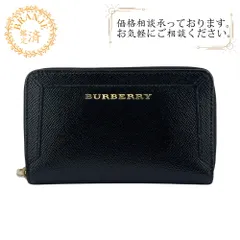 BURBERRY バーバリー  ラウンドファスナー レザー 二つ折り財布 ブラック レディース
