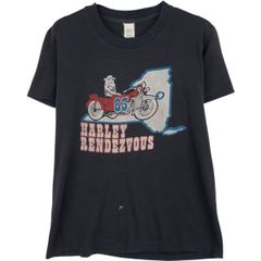 古着 80年代 HARLEY RENDEZVOUS ハーレー ランデブー モーターサイクル バイクTシャツ USA製 レディースM相当 ヴィンテージ/eaa641934