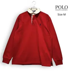 A2656/ POLO RALPH LAUREN ポロ ラルフローレン 90s ラガーシャツ 長袖 ポロシャツ レッド SizeM