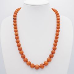 本珊瑚 赤珊瑚 サンゴ ネックレス silver 刻印 コーラル 6.5mm丸玉