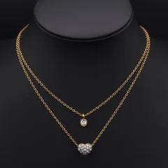 W262 スワロフスキー SWAROVSKI クリスタル ペンダント ネックレス ハート パヴェ 2連 ゴールドカラー デザイン