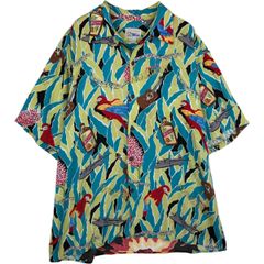 激レア 90s COOGI 魚柄 フィッシュ ビッグサイズ オープンカラーシャツ