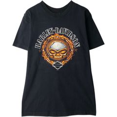 古着 00年代 ハーレーダビッドソン Harley-Davidson ドクロ柄 スカル柄 ファイヤーパターン モーターサイクル バイクTシャツ/eaa636963