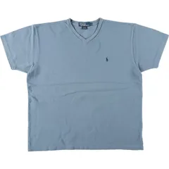 古着 ラルフローレン Ralph Lauren POLO by Ralph Lauren 鹿の子 Vネック 半袖 ワンポイントロゴTシャツ メンズL相当/eaa642006