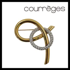 【Courreges】ブローチ パヴェ ラインストーン ゴールド/金カラー シルバーカラー サークル ラウンド コサージュ クレージュ (SER-7918②)のサムネイル