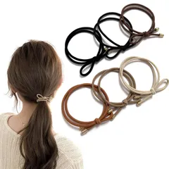 数量限定 お団子6本セット ヘアアクセ 小物 上品 無地 簡約 韓国風 シンプル 可愛い アクセサリー付き 跡がつかないヘアゴム 金具付き 大人 （六色-1） おしゃれ 髪ゴム リボン ヘアゴム Natunofu