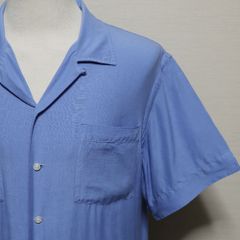 90s ラルフローレン 開襟シャツ サックス柄 オープンカラー vintage