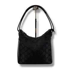 グッチ　GUCCI GGキャンバス　ワンショルダーバッグ　ホーボーバッグ　ブラック　黒　ナイロンキャンバス　レザー