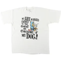 古着 80~90年代 Tect 犬柄 メッセージプリントTシャツ USA製 メンズL相当 ヴィンテージ/eaa638298