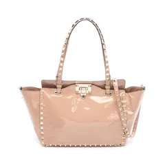ヴァレンティノ・ガラヴァーニ Valentino Garavani トートバッグ ロックスタッズ ミディアム ピンクベージュ パテントレザー ロックスタッズ 2wayバッグ レディースのサムネイル