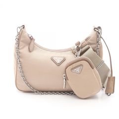 新品同様 PRADA ショルダーバッグ テスートナイロン 1BH204 ベージュ
