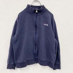 FILA フリースジャケット フルジップ ネイビー USA M ワンポイントロゴ