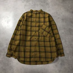 GQ5462◇WHITE LINE : バンドカラーシャツ◇44◇黄色系 ホワイトライン 長袖シャツ チェックのサムネイル