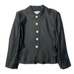 83e12 YVES SAINTLAURENT イヴサンローラン サテンジャケット シャツジャケット ロングスリーブ サイズ9A3 光沢 ブラック レディース 女性服o07tのサムネイル