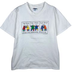 80s USA製 ヴィンテージTシャツ イラスト 落書き ハンドメイド風 