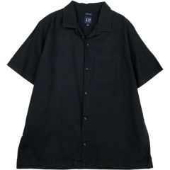 希少】00s OLD GAP コットンメッシュ 半袖オープンカラーシャツ 黒L
