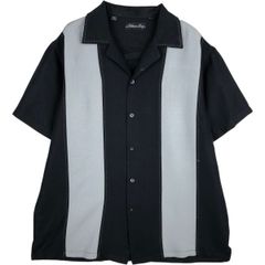 00s vintage】ボーリングシャツ ピン黒 日本製 ネコ目ボタン 50s