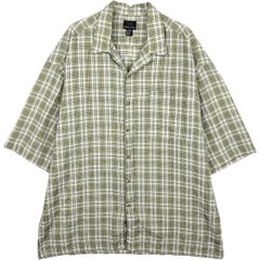 haggar リネン レーヨン 半袖 オンブレチェック シャツ XL ハガー