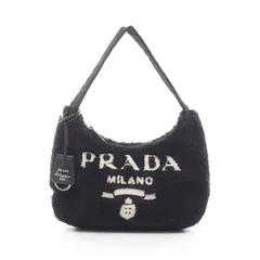 プラダ PRADA ハンドバッグ Re-Edition 2000 SPUGNA ミニバッグ 1NE515 ブラック/ホワイト その他 テリー ミニバッグ レディース Used A