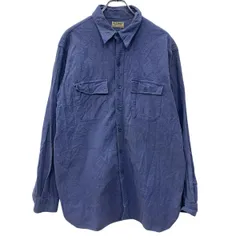 90s L.L.Bean 長袖 無地シャツ XL～ サックスブルー エルエルビーン ボタン 胸ポケット シンプル 無地 90年代 春秋物 a805-5333