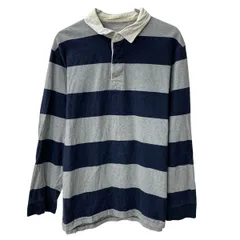 OLD NAVY 長袖 ラガーシャツ XL ネイビー グレー オールドネイビー ハーフボタン ボーダー ラガー ラグビー スポーティー 秋物 a805-5376のサムネイル