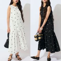 新品 ドット柄フレア切替ワンピース Frene Fitmore - メルカリ