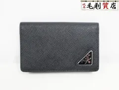 プラダ PRADA サフィアーノトライアングル カードケース 2MC105 ブラック 極上美品 名刺入れのサムネイル