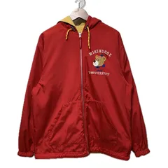 【中古】　MIKI HOUSE　ナイロンジャンパー　アウター　フード　フルジップ　裏地フリース　ワンポイント　ブランドロゴ　刺しゅう　サイドポケット　日本製　古着　/1904