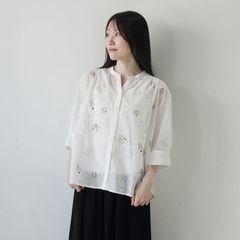 mina perhonen luce 刺繍 ブラウス 36 丸襟 ミナペルホネン - メルカリ