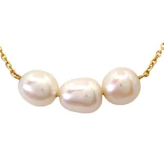 田崎真珠 タサキ TASAKI バロック パール 真珠 ネックレス K18 3P イエローゴールド ペンダント ジュエリー 3珠 YG 750 ナチュラルピンク 4985のサムネイル