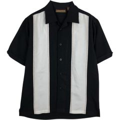 schott リヨセル2トーン半袖シャツ 黒 Lサイズ ショットオープンカラー