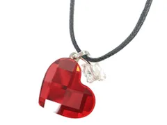 スワロフスキー　SWAROVSKI　クリスタル　ハート×蝶　コードネックレス　レッド/ブラック/シルバーカラー　送料無料